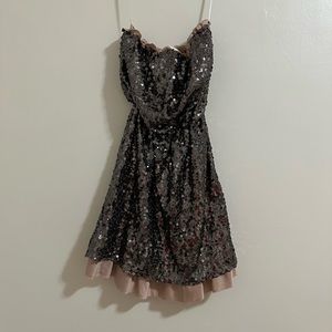 DKNY Jeans grey sequin dress with blush satin size XS New Year’s Eve